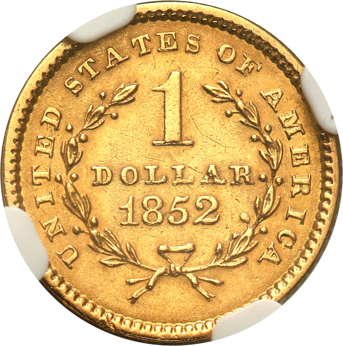 USA 1 dolar 1852 typ I, Filadelfia NGC AU58
